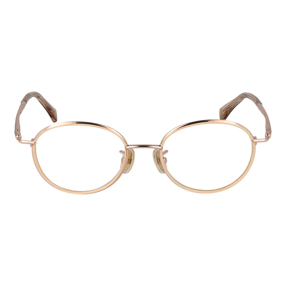 Max Mara rose gold metal glasses frames with sleek design and clear glass lenses, stylish eyewear accessory.