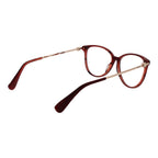 Max Mara red acetate eyeglass frames with clear lenses, stylish and lightweight for a modern look.