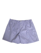 Dolce & Gabbana Blue White Cotton Striped Button Fly Shorts Swimwear