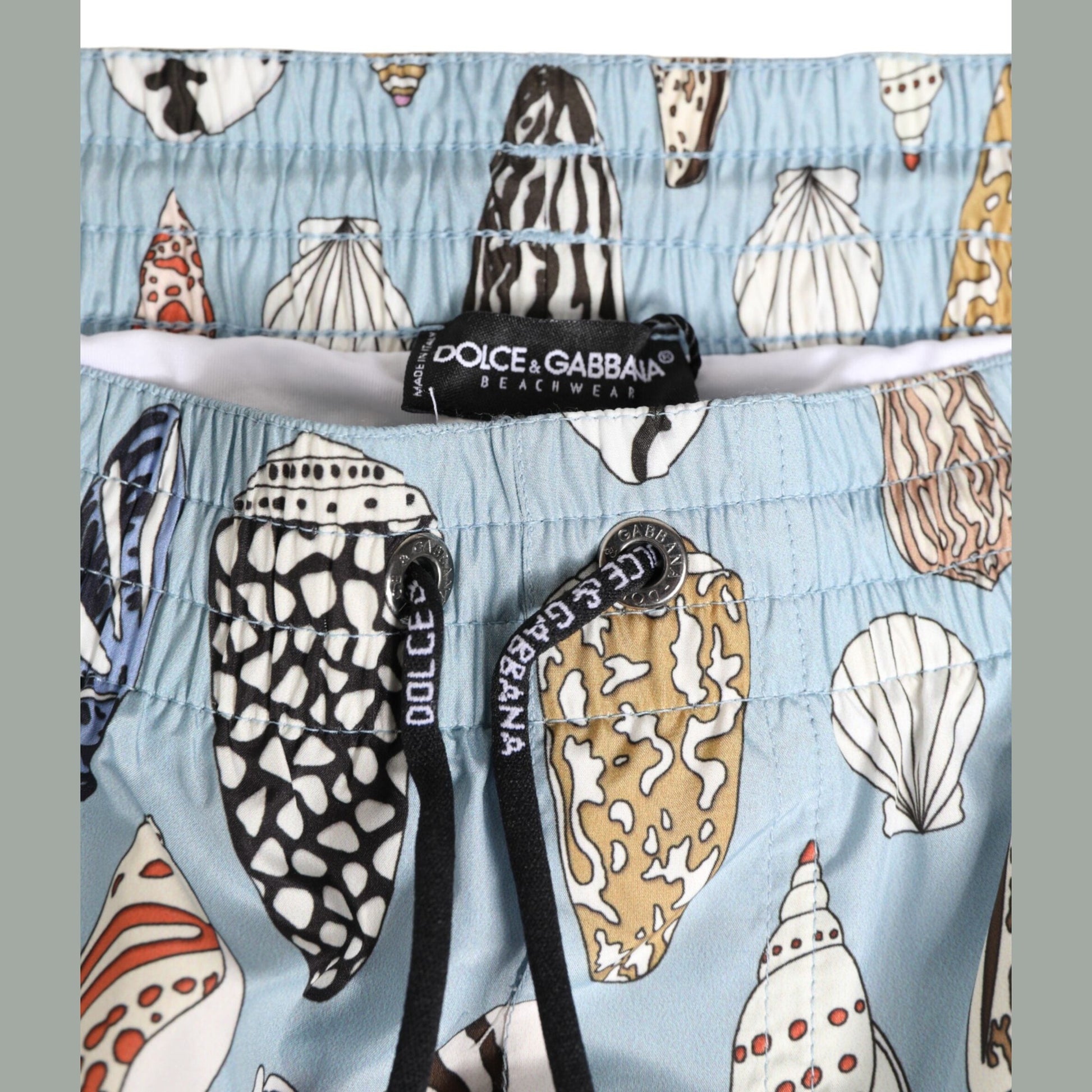 Dolce & Gabbana Blue Seashell Print Nylon Men Shorts Swimwear