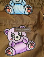 Dolce & Gabbana Brown Multicolor Teddy Bear Men Shorts Swimwear - Eljoys Fashion 