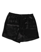 Dolce & Gabbana Black Silk Satin Elastic Men Boxer Short Swimwear - Eljoys Fashion 