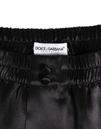 Dolce & Gabbana Black Silk Satin Elastic Men Boxer Short Swimwear - Eljoys Fashion 