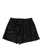 Dolce & Gabbana Black Silk Satin Elastic Men Boxer Short Swimwear - Eljoys Fashion 