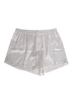 Dolce & Gabbana White Silk Satin Elastic Men Boxer Short Swimwear - Eljoys Fashion 