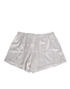 Dolce & Gabbana White Silk Satin Elastic Men Boxer Short Swimwear - Eljoys Fashion 