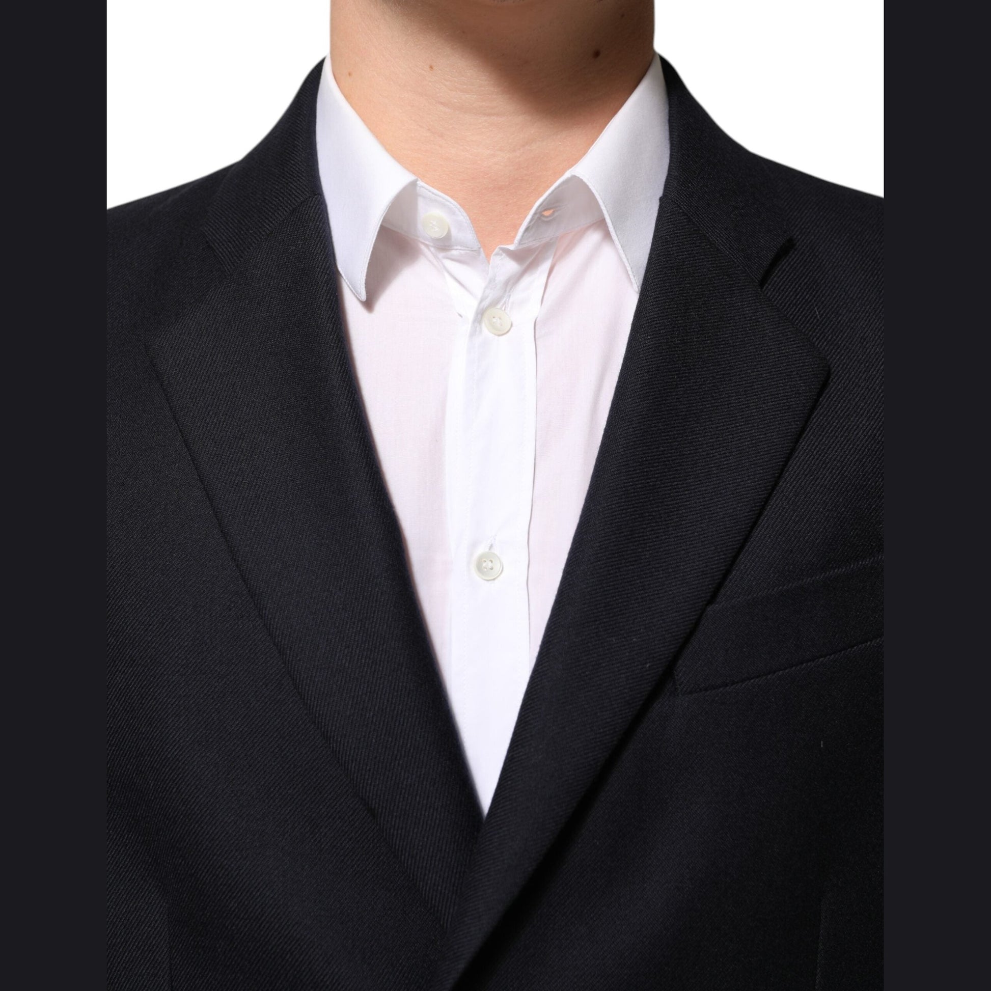 Dolce & Gabbana Dark Blue Wool Men Jacket Coat Blazer Suit