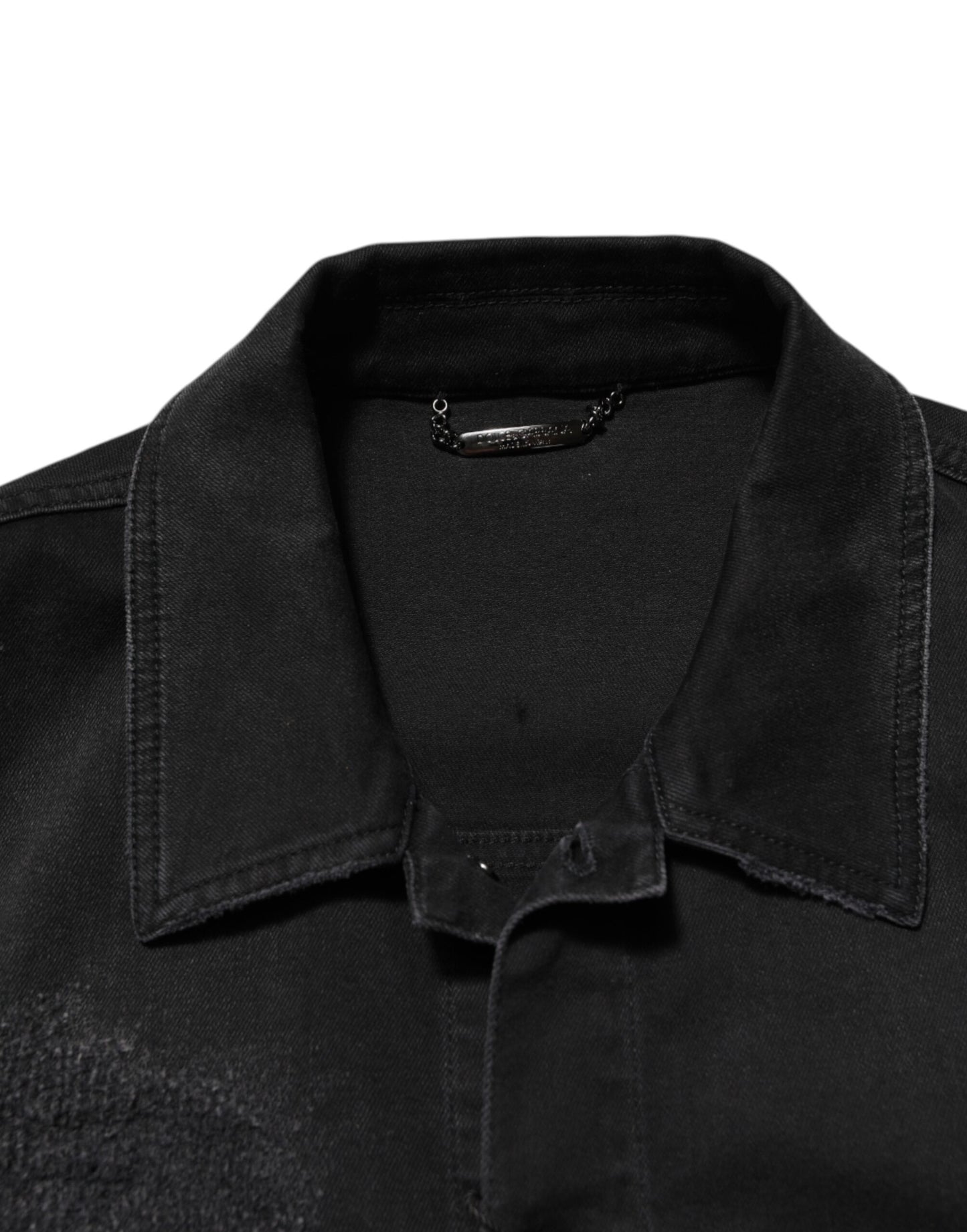 Dolce & Gabbana Black Cotton Denim Stretch Button Up Jacket Dolce & Gabbana