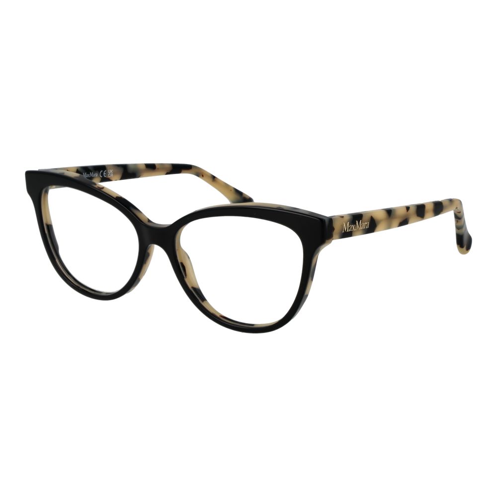 Max Mara black acetate glasses frames with rounded design, lightweight and stylish for everyday wear.