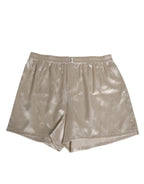 Dolce & Gabbana Beige Silk Satin Elastic Men Boxer Short Swimwear - Eljoys Fashion 