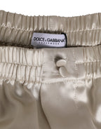 Dolce & Gabbana Beige Silk Satin Elastic Men Boxer Short Swimwear - Eljoys Fashion 