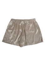 Dolce & Gabbana Beige Silk Satin Elastic Men Boxer Short Swimwear - Eljoys Fashion 