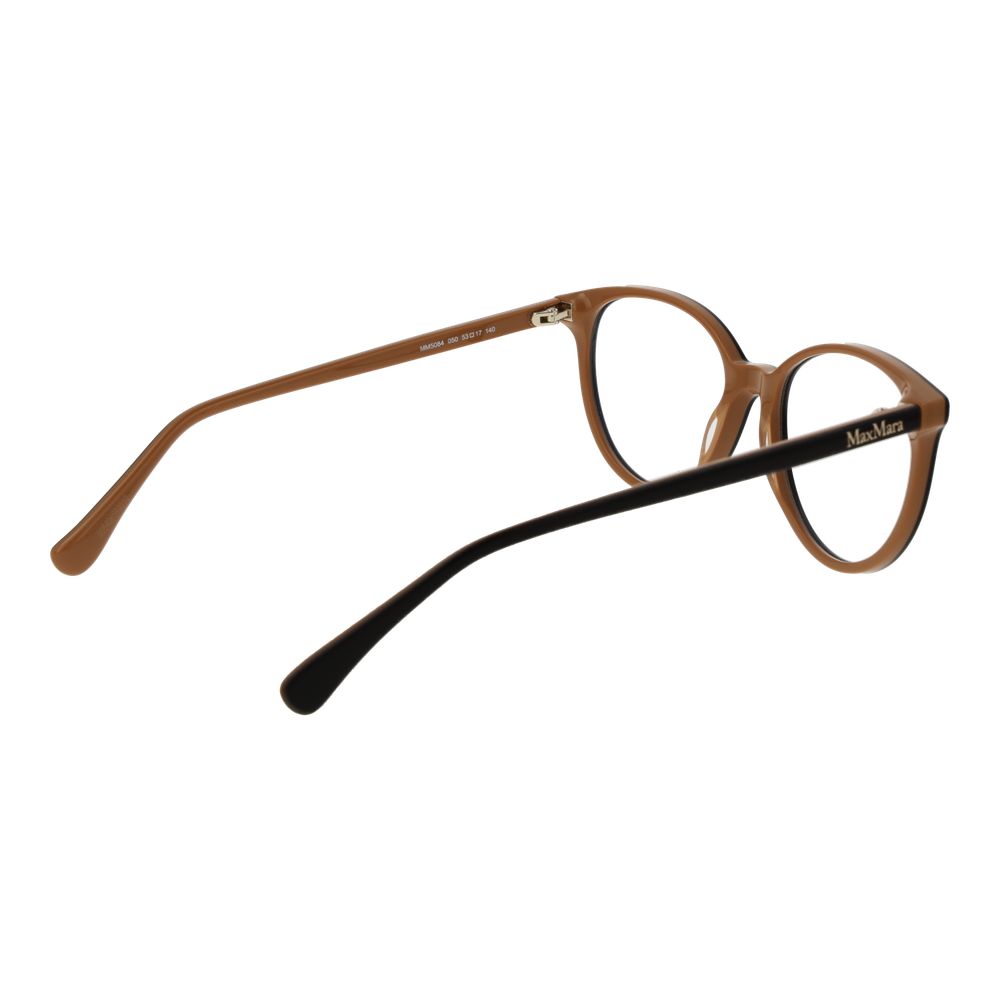 Max Mara brown acetate glasses frames with clear lenses, stylish and lightweight eyewear for a sophisticated look.