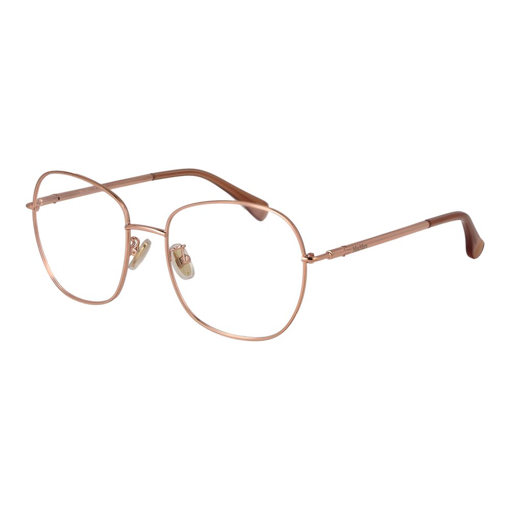 Max Mara rose gold metal glasses frames with sleek design and clear glass lenses, stylish and elegant eyewear.