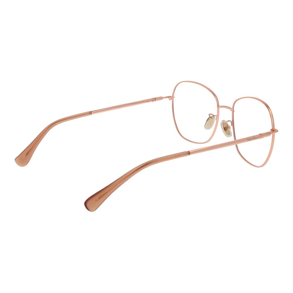 Max Mara rose gold metal glasses frames with clear lenses, stylish and lightweight for a sophisticated look.
