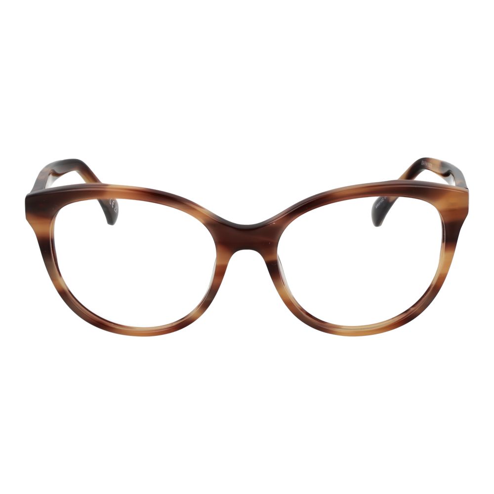 Max Mara brown acetate eyeglass frames with a stylish, modern design and clear lenses.
