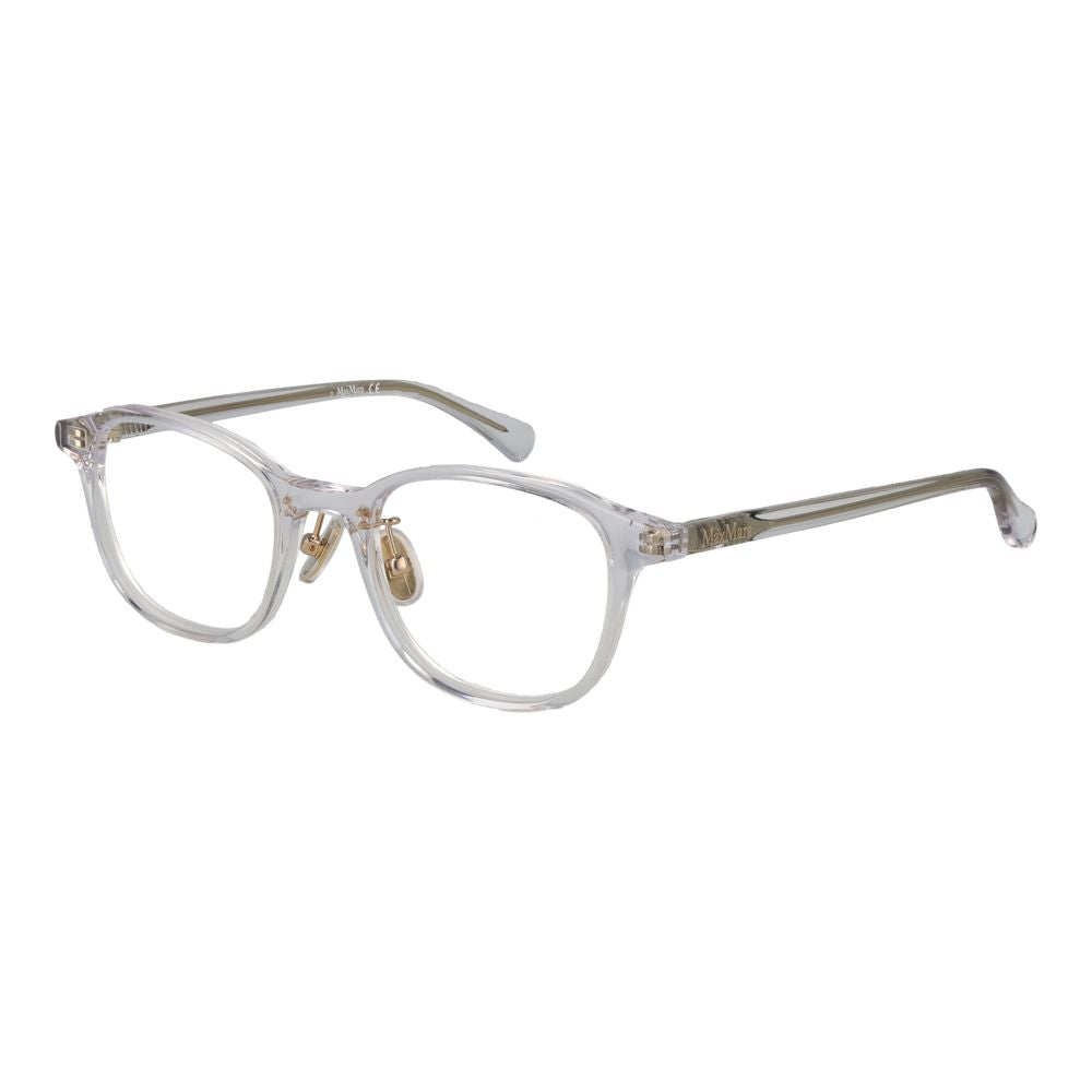 Max Mara transparent acetate glasses frames with sleek design and clear lenses, stylish eyewear for a sophisticated look.