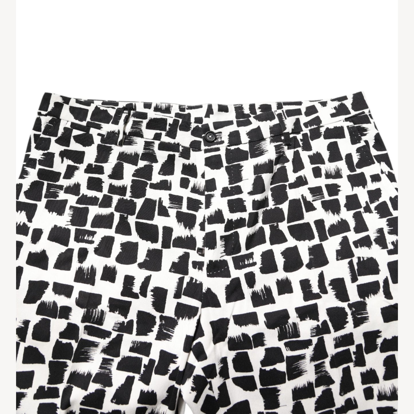 Dolce & Gabbana Black White Abstract Print Cotton Blend Pants
