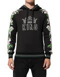 Dolce & Gabbana KING Black Orchid Floral Crown Logo Hoodie Sweater - Eljoys Fashion 