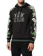Dolce & Gabbana KING Black Orchid Floral Crown Logo Hoodie Sweater - Eljoys Fashion 
