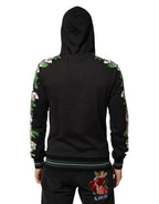 Dolce & Gabbana KING Black Orchid Floral Crown Logo Hoodie Sweater - Eljoys Fashion 