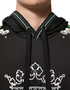 Dolce & Gabbana KING Black Orchid Floral Crown Logo Hoodie Sweater - Eljoys Fashion 