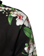 Dolce & Gabbana KING Black Orchid Floral Crown Logo Hoodie Sweater - Eljoys Fashion 
