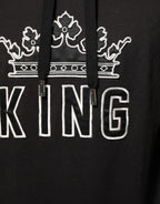 Dolce & Gabbana KING Black Orchid Floral Crown Logo Hoodie Sweater - Eljoys Fashion 