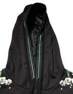 Dolce & Gabbana KING Black Orchid Floral Crown Logo Hoodie Sweater - Eljoys Fashion 