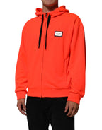 Dolce & Gabbana Red Fluorescent Polyester Logo Patch Hoodie Sweater - Eljoys Fashion 