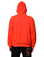 Dolce & Gabbana Red Fluorescent Polyester Logo Patch Hoodie Sweater - Eljoys Fashion 