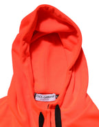Dolce & Gabbana Red Fluorescent Polyester Logo Patch Hoodie Sweater - Eljoys Fashion 