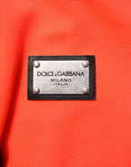 Dolce & Gabbana Red Fluorescent Polyester Logo Patch Hoodie Sweater - Eljoys Fashion 