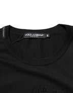 Dolce & Gabbana Black Cotton Velvet Logo Print Men T-shirt - Eljoys Fashion 