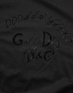 Dolce & Gabbana Black Cotton Velvet Logo Print Men T-shirt - Eljoys Fashion 