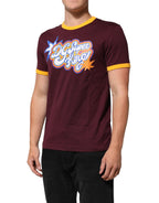 Dolce & Gabbana Burgundy Cotton DG Super King Logo T-Shirt - Eljoys Fashion 