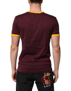 Dolce & Gabbana Burgundy Cotton DG Super King Logo T-Shirt - Eljoys Fashion 