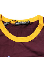 Dolce & Gabbana Burgundy Cotton DG Super King Logo T-Shirt - Eljoys Fashion 