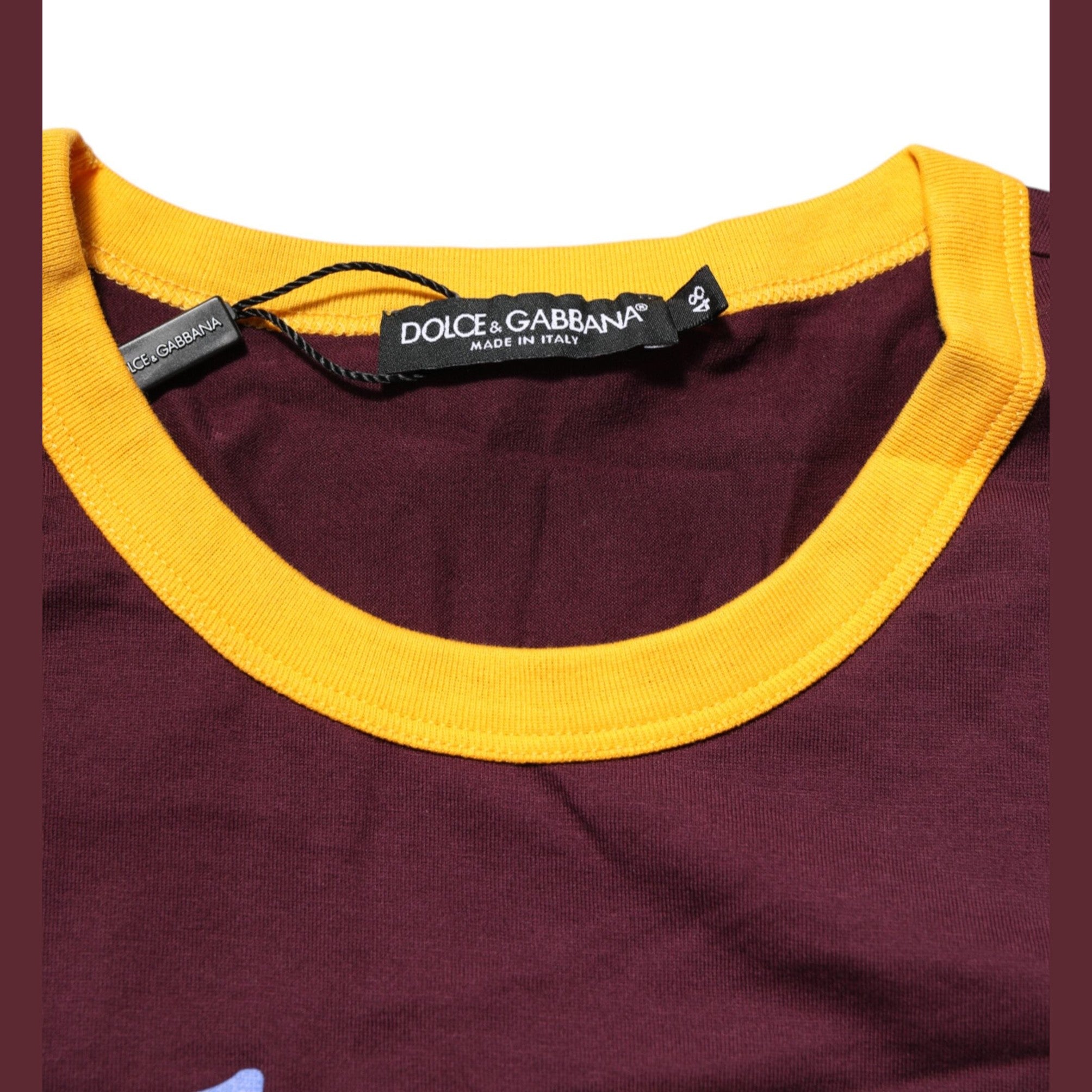 Dolce & Gabbana Burgundy Cotton DG Super King Logo T-Shirt