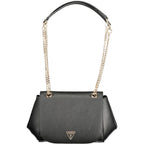 Guess Jeans Nero black polyurethane women’s handbag with sleek design and silver hardware.