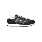 Tommy Hilfiger Nero men's polyurethane sneaker with sleek black design and white sole, casual athletic footwear.