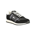 Tommy Hilfiger men's Nero Polyurethane sneaker with black design and white sole, casual athletic footwear.
