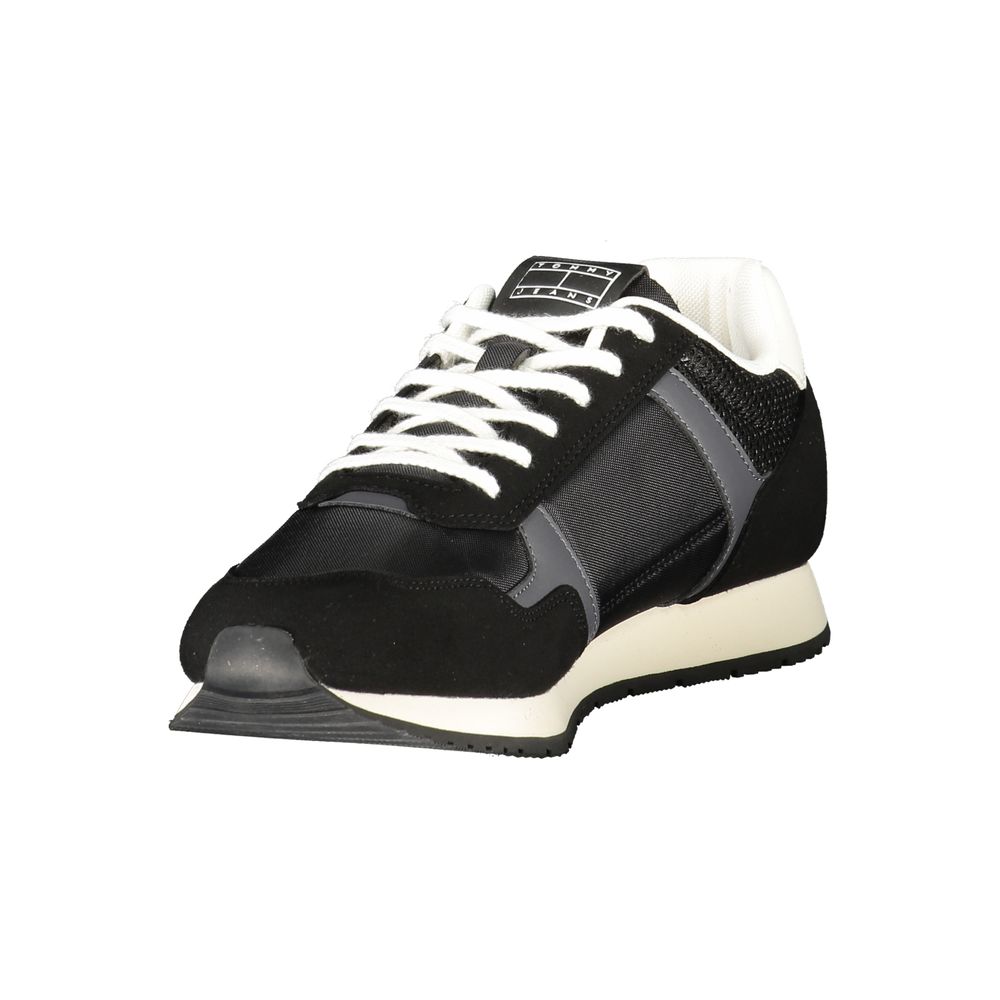 Tommy Hilfiger Nero polycarbonate men's sneaker with sleek black design and white rubber sole, stylish casual footwear.