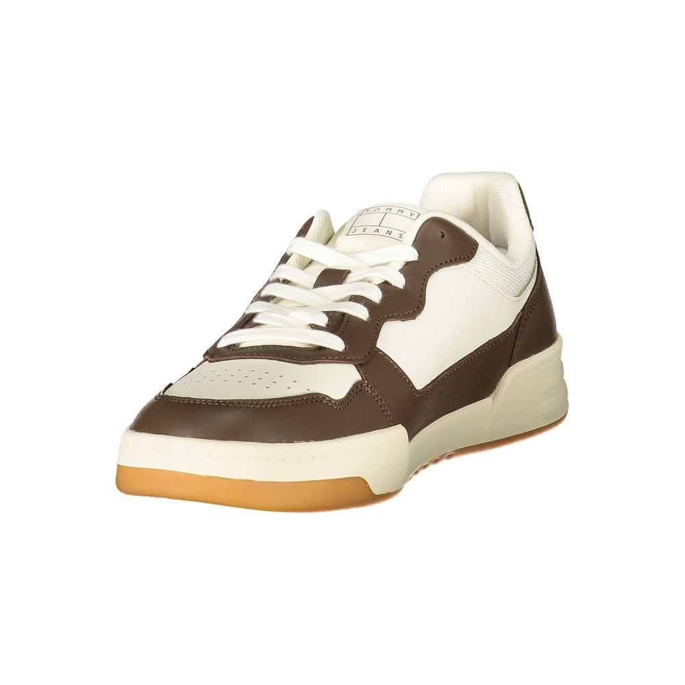 Tommy Hilfiger white polyurethane men's sneaker with sporty design and lace-up closure, stylish and comfortable footwear.