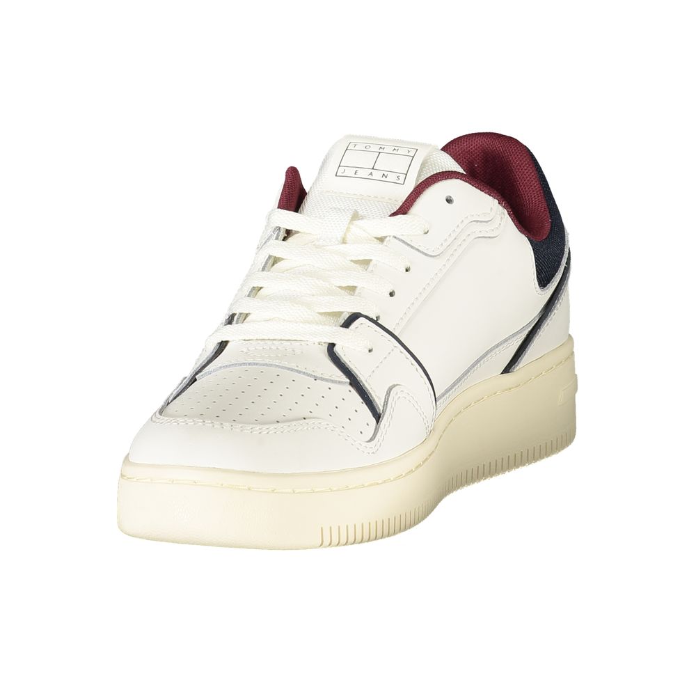 Tommy Hilfiger Bianco polyurethane men's sneaker with white design and casual style, showcasing the branded sneaker front view.