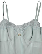 Dolce & Gabbana Light Blue Silk Lace Midi Bodycon Slip Dress
