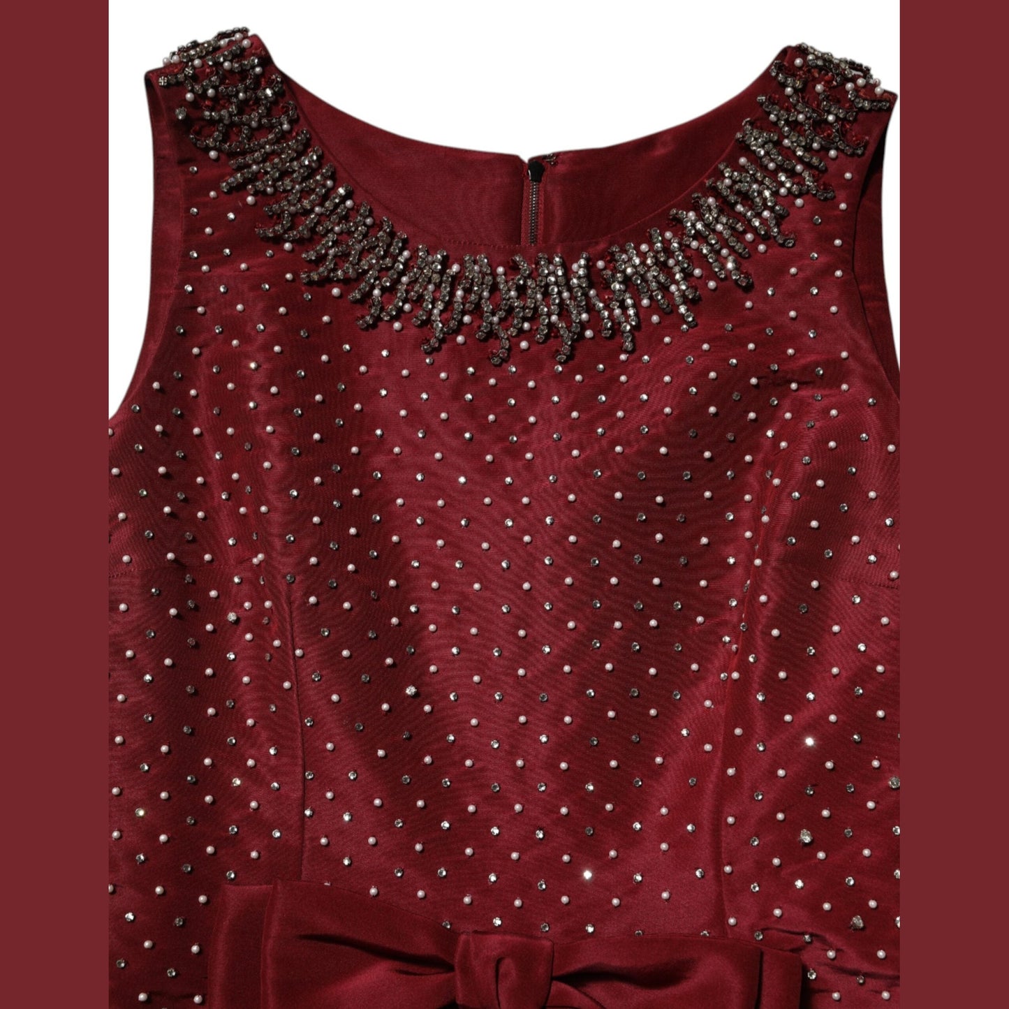 Dolce & Gabbana Burgundy Silk Beaded Evening Gown Dress