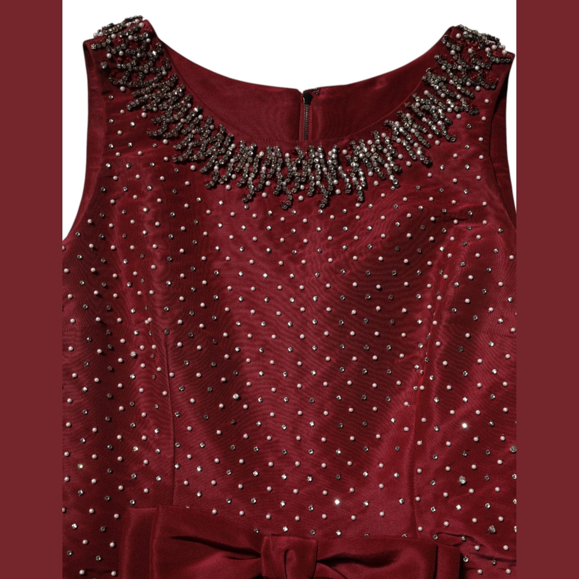 Dolce & Gabbana Burgundy Silk Beaded Evening Gown Dress