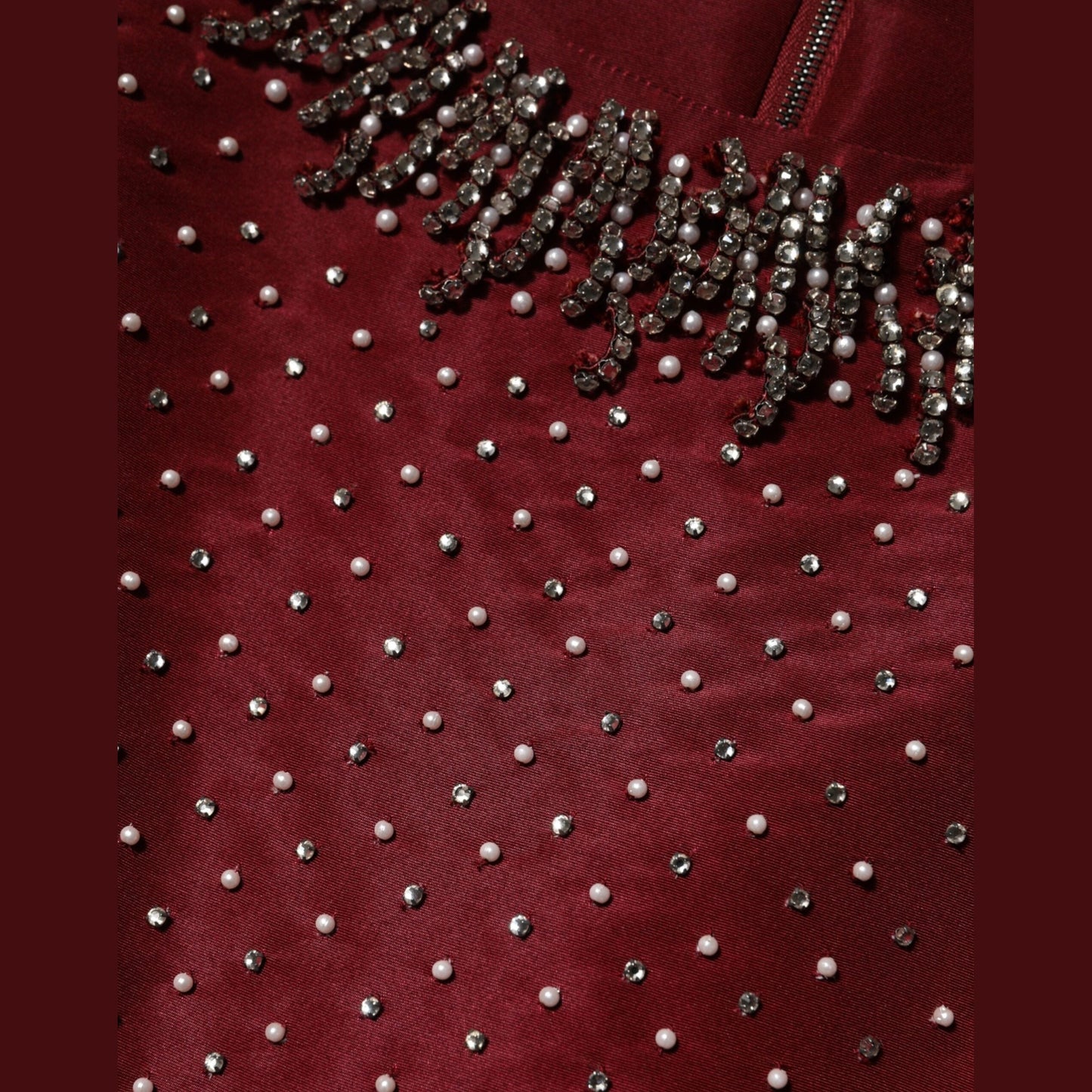 Dolce & Gabbana Burgundy Silk Beaded Evening Gown Dress