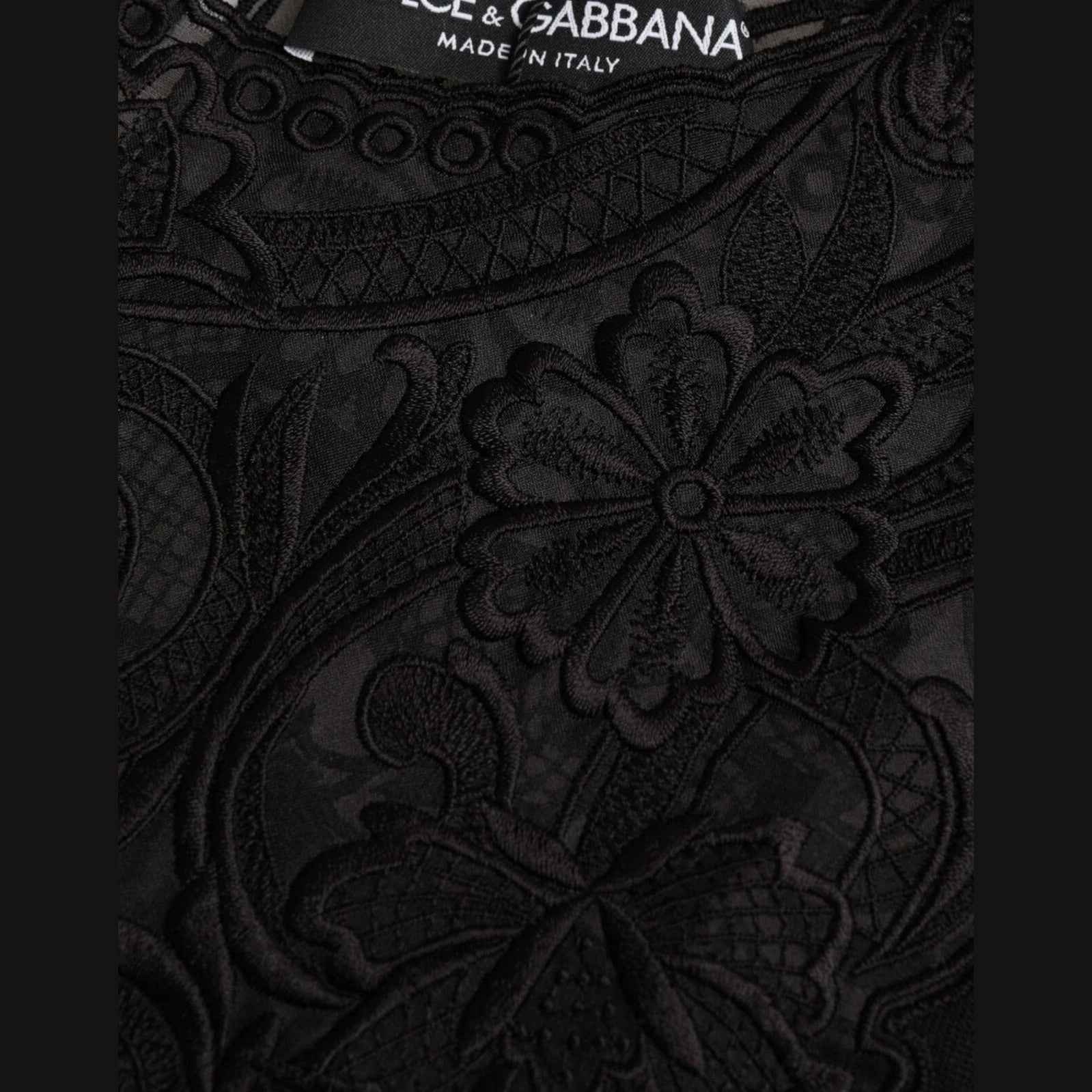 Dolce & Gabbana Black Silk Lace Trim Long Sleeves Blouse Top